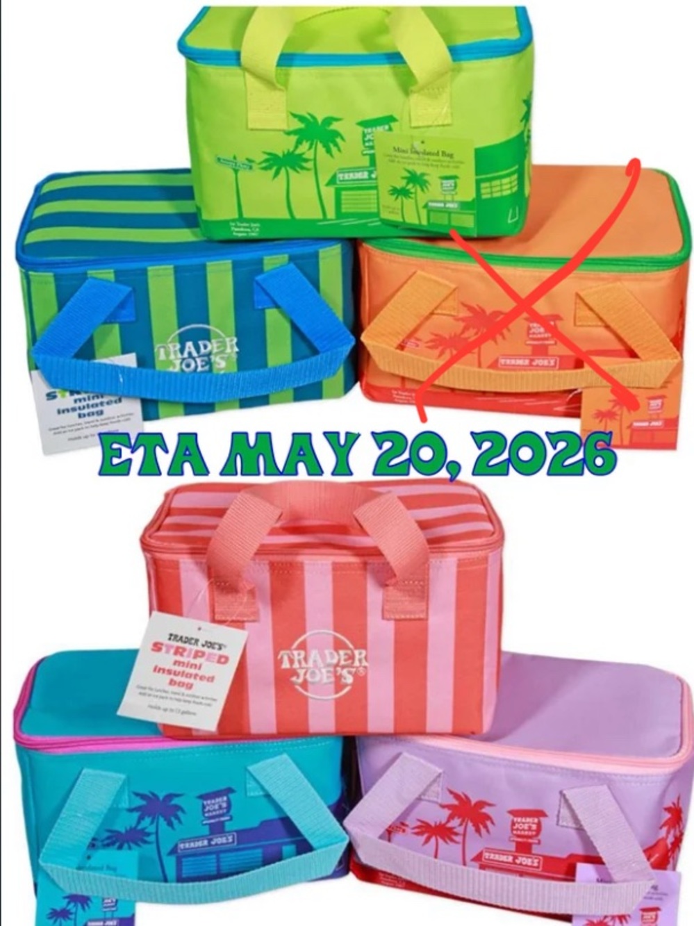Five (5) NWT Summer 2026 Limited Edition Trader Joe’s Mini Insulated Lunch Totes